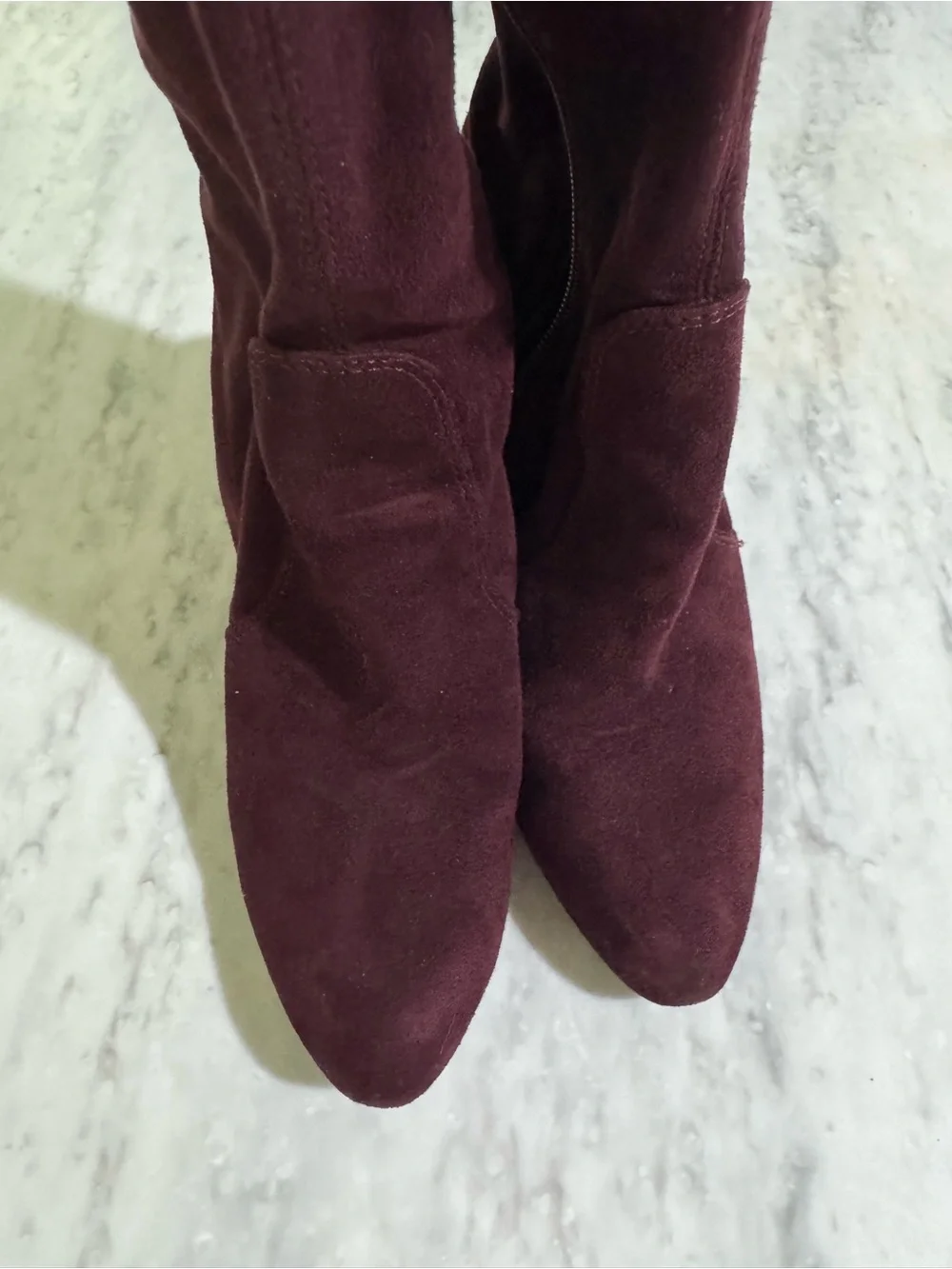 Unisa Over-the-Knee Faux Suede Chic Fall Party Block 4” Heel Boots Burgundy 6.5
